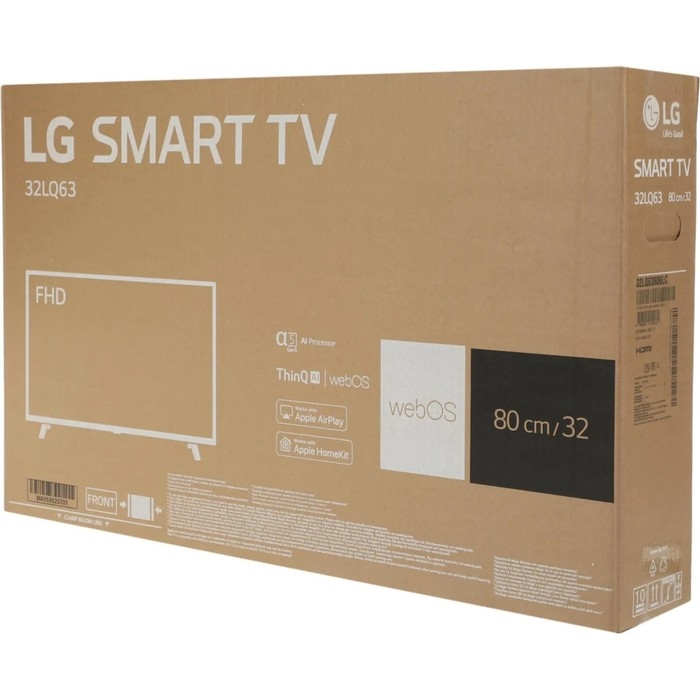 Телевизор LG 32LQ63806LC, 32 Телевизор LG 32LQ63806LC, 32", 1920x1080, DVB-/T2/C/S2,HDMI 2,USB 1, smart tv, белый