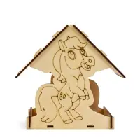 Кормушка для птиц дерево 18 x 16 x 15 см, Разобранная. "Лошадь"  Символ Года