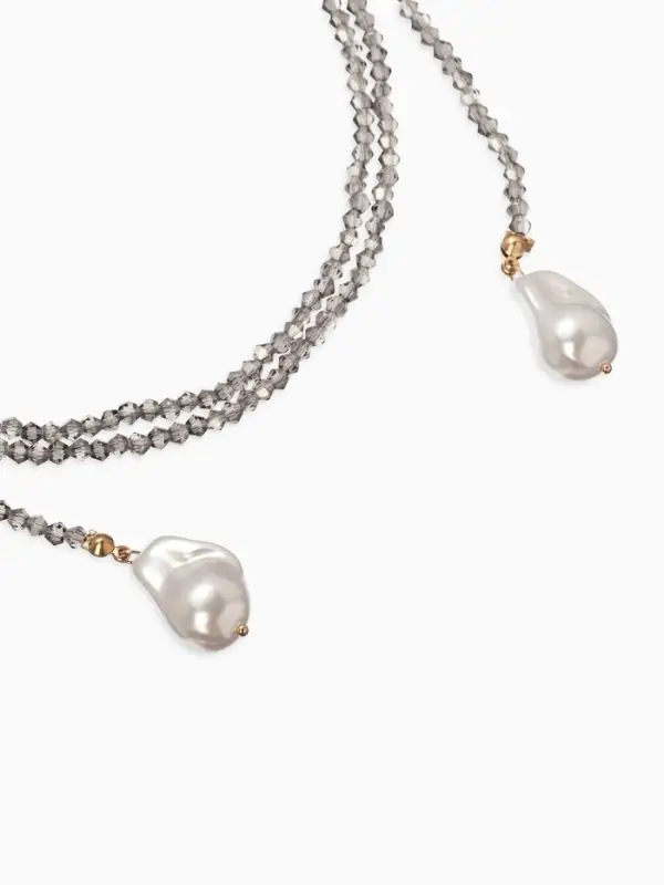 Бусы "Нить стекла" с подвесами жемчуг, L=120см №2, цвет серый АВ