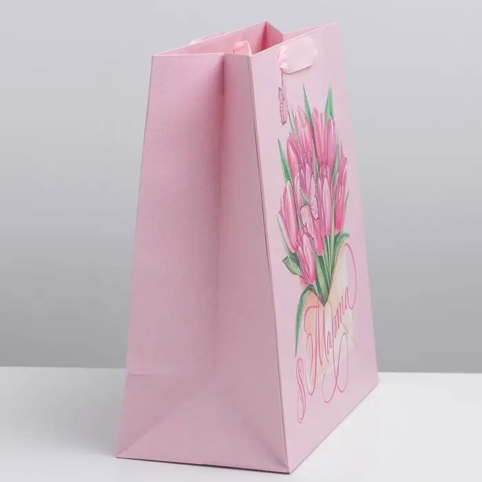 Пакет подарочный ламинированный, упаковка, &laquo;Тюльпаны 8 марта&raquo;, ML 23 х 27 х 11.5 см