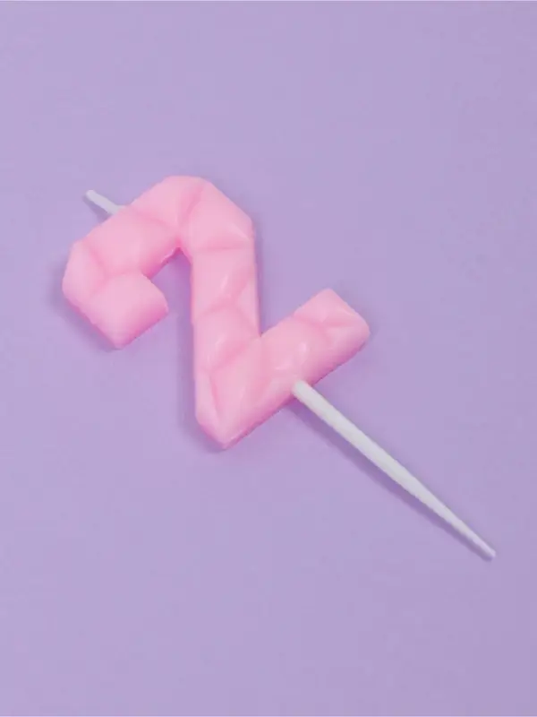 Свеча для торта &laquo;Цифра 2&raquo;, светло-розовая