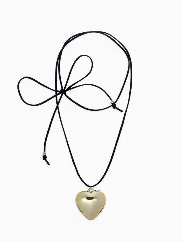 Портупея-чокер-кулон &laquo;Сердечко&raquo; гладкое, трансформер, цвет золото, 150 см