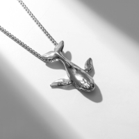 Кулон &laquo;Кит&raquo;, цвет чернёное серебро, 70 см