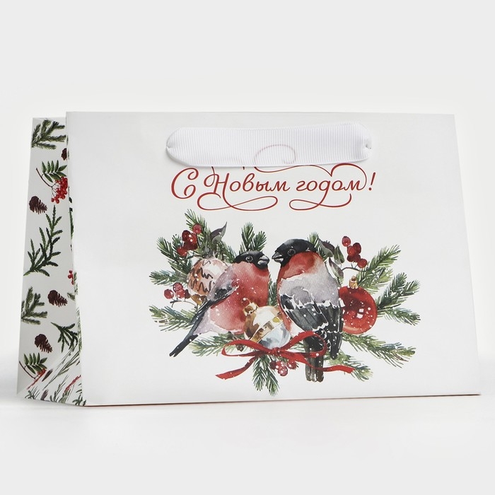 Пакет подарочный новогодний с широким дном &laquo;С Новым годом&raquo;, 20&times;14&times;13 см