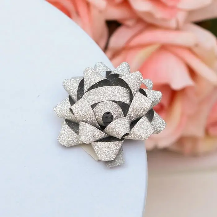 Бант - звезда №3.5, фасовка 8 шт., с блестками, МИКС