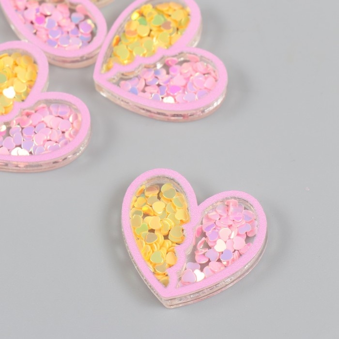 Шейкер для творчества акрил "Сердечко" с глиттером 0,5х3,1х2,8 см набор 5 шт