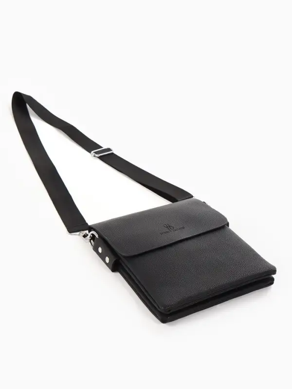 Сумка планшет муж, 19*2*23, 2 отд на молнии,  н/карм, длин рег ремень, черный