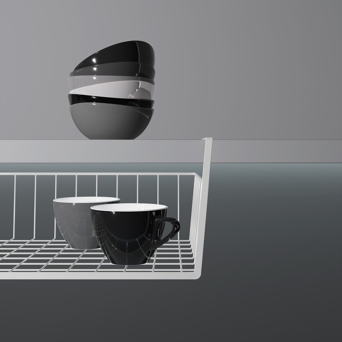 Корзина сетчатая навесная на полку Доляна, 40&times;25,5&times;14 см, цвет белый