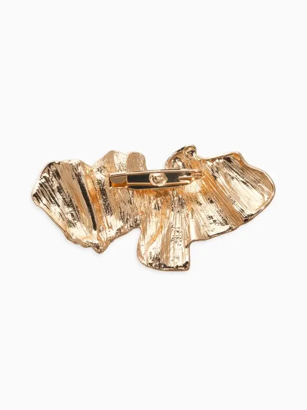 Брошь корейский стиль "Мятая" цвет золото