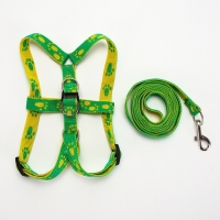 Комплект "Большая лапа", ширина 1,5 см, поводок 120 см, шлейка 28-42 см, жёлто-зелёный Комплект "Большая лапа", ширина 1,5 см, поводок 120 см, шлейка 28-42 см, жёлто-зелёный