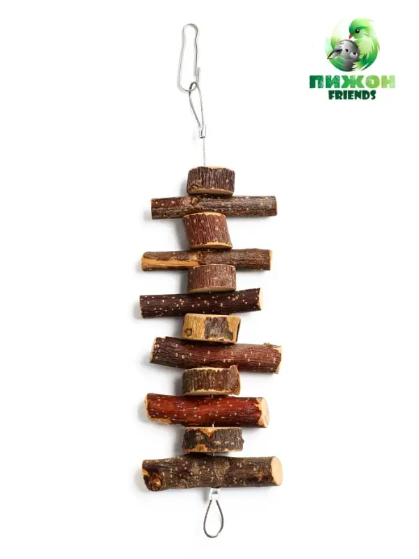 Игрушка для птиц и грызунов "Лесенка вверх 2" из дерева, 21 х 5 см