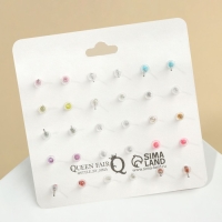 Пусеты 15 пар &laquo;Минимал&raquo; шарики d=5-10 мм, цветные