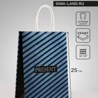 Пакет подарочный крафт Present, 18&times;8&times;25 см