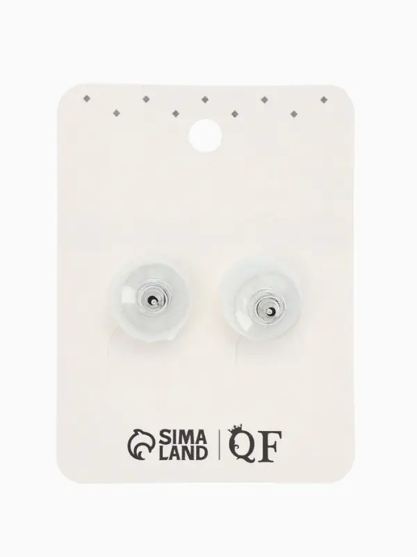 Серьги со стразами "Квадрат" 12*12мм, цвет белый в серебре