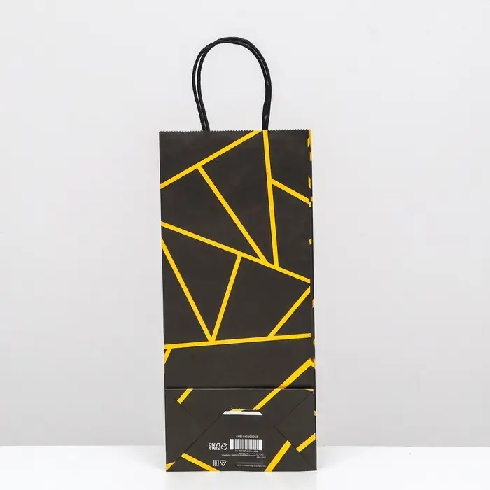 Пакет крафт под бутылку &laquo;Геометрия&raquo;, 14&times;8&times;32 см