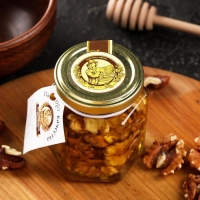 Цветочный мёд «Сотка», с грецким орехом , 220 г Цветочный мёд «Сотка», с грецким орехом , 220 г