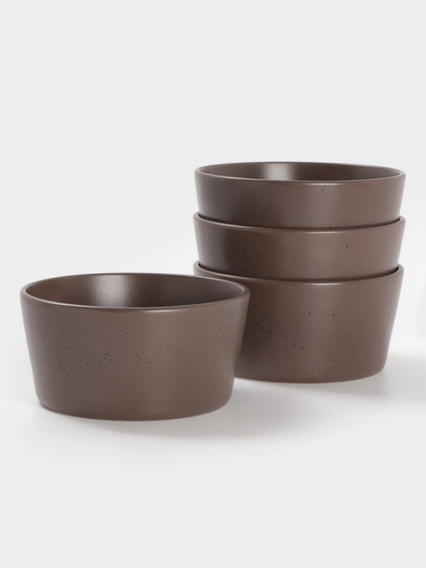 Набор салатников 4 шт Доляна 14,5х7 см "Гранит" коричнев в крапину