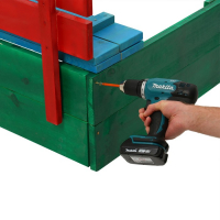 Песочница деревянная, с крышкой, 130 &times; 130 &times; 52 см, сосна, крашеная