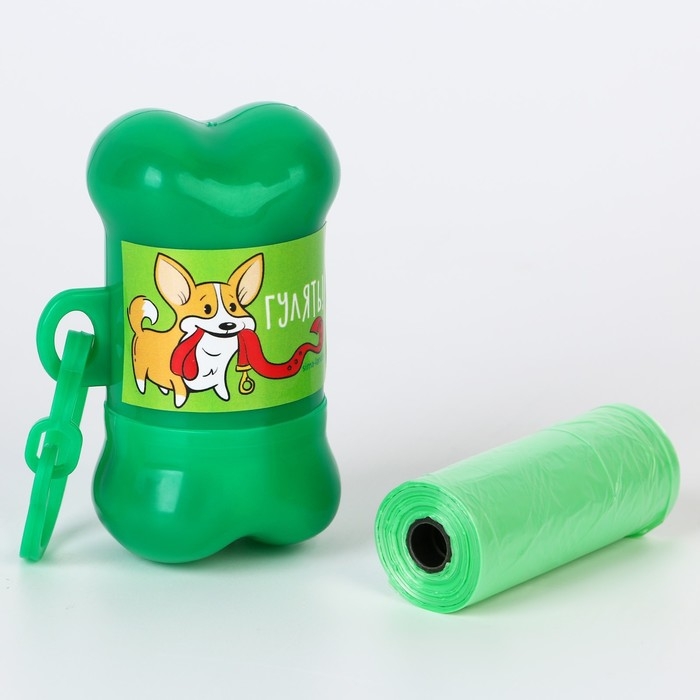 Контейнер с пакетами для уборки за собаками «Гулять» (рулон 15 шт) Контейнер с пакетами для уборки за собаками «Гулять» (рулон 15 шт)