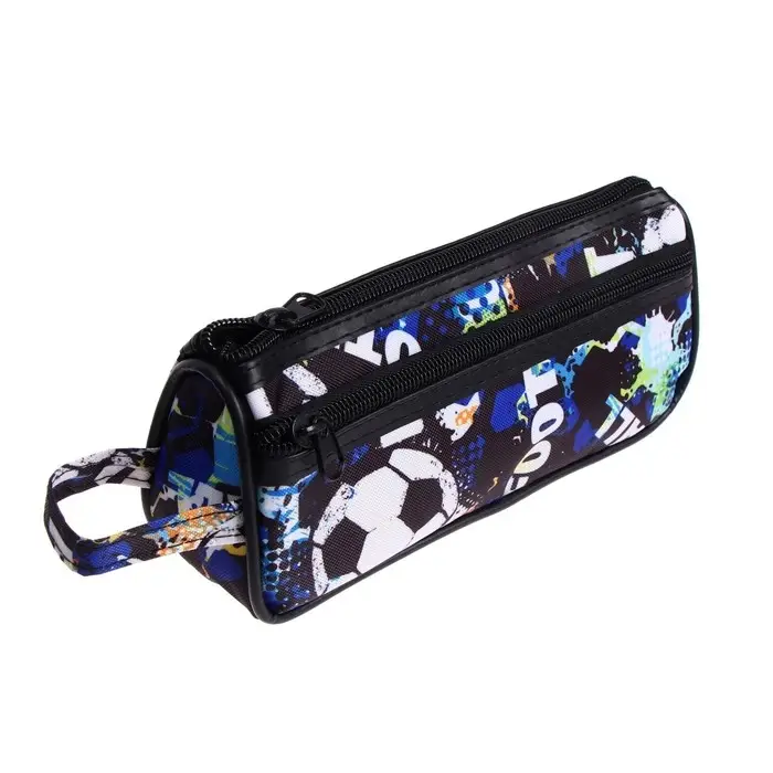 Пенал школьный на молнии Calligrata "Футбол", 2 отделения, МИКС