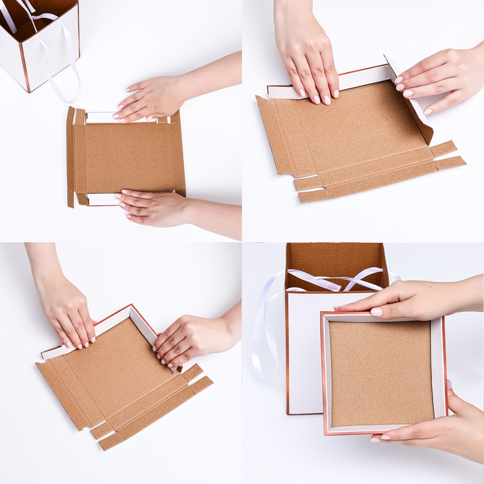 Коробка складная, золотая, 17 х 25 см