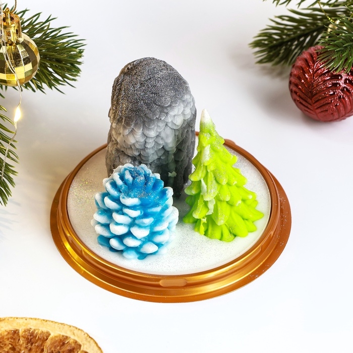 Фигурное мыло - набор "Сова, елка, шишка" 120гр