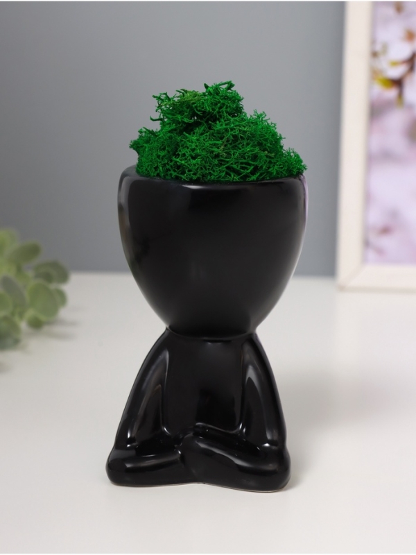 Кашпо керамика "Мистер Грин йог" 11,5*7*8 см черный