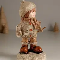 Сувенир полистоун "Малыш в вязаном наряде на мини-лыжах" 8,5х8х17,5 см