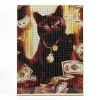 Алмазная вышивка полное заполнение "Кот на удачу", на раме 30*40 см