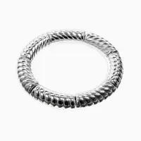 Браслет пластик на резинке "Стиль" резной, цвет серебро