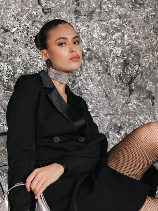 Чокер &laquo;Грация искры&raquo; широкий, цвет черно-серебряный, L=31 см