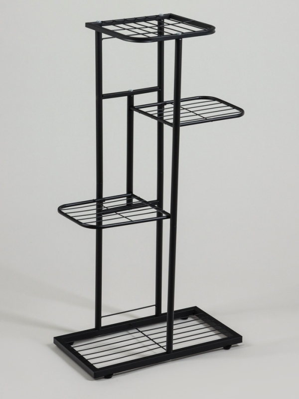 Подставка для цветов Greengo, 4 полки, 43 &times; 22 &times; 82 см, напольная, металл, чёрная