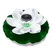 Садовый светильник для водоемов 28 х 28 х 9  см на солнечной бат-е "Лотос" бел N011