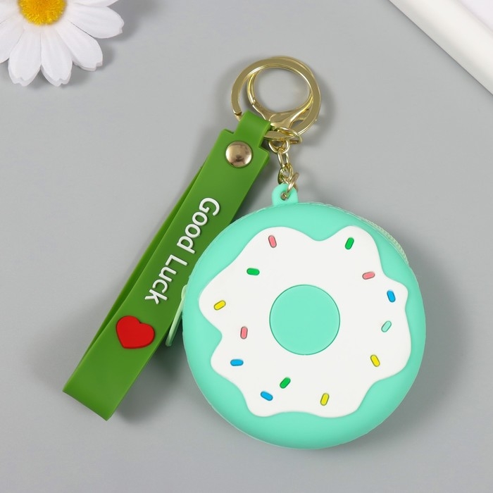 Брелок кошелёк с карабином, ремешком силикон Брелок кошелёк с карабином, ремешком силикон "Пончик" 3,5х8,5х8,5 см