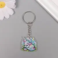 Брелок акрил "Единорожка в косынке сладко спит на лужайке" 2,9х3,4х0,3 см