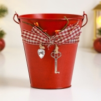 Кашпо "Ведерко Рустад" красное, 12х12х13см