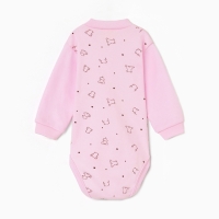 Боди с длинным рукавом, цвет медведь розовый, рост 56 см