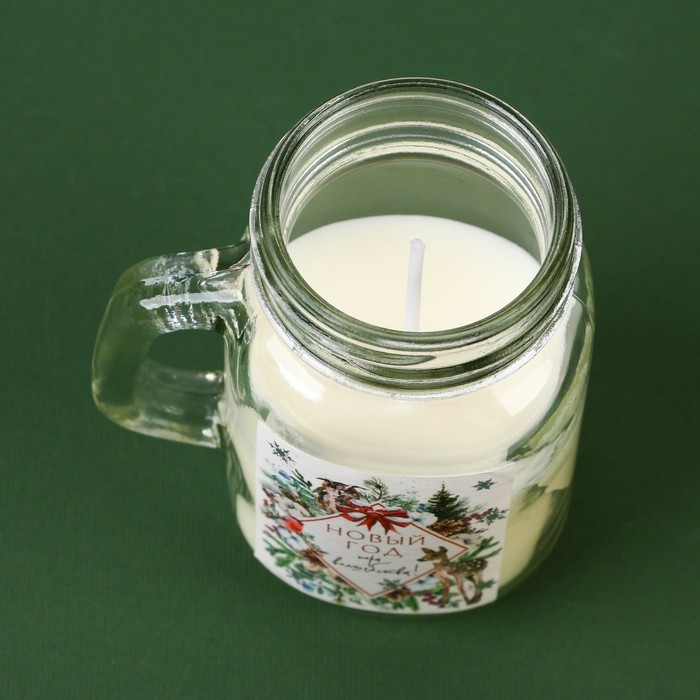 Новогодняя свеча в банке с ручкой &laquo;Новый год: Пора волшебства&raquo;, аромат вишня