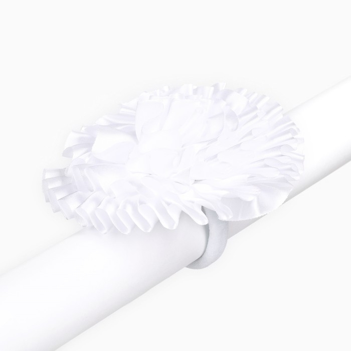 Выпускной. Бант для волос на резинке, белый, 11 см, Кошечка Мари