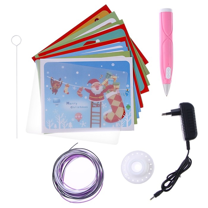 3D ручка &laquo;Новый год&raquo; набор PСL пластика, мод. PN008, цвет розовый