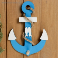 Вешалка "Якорь с рыбкой" голубой 28х20х6см Вешалка "Якорь с рыбкой" голубой 28х20х6см