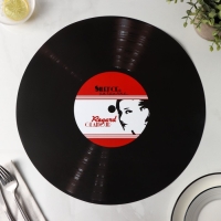 Салфетка сервировочная на стол Доляна &laquo;Виниловая пластинка&raquo;, d=38 см, цвет чёрный