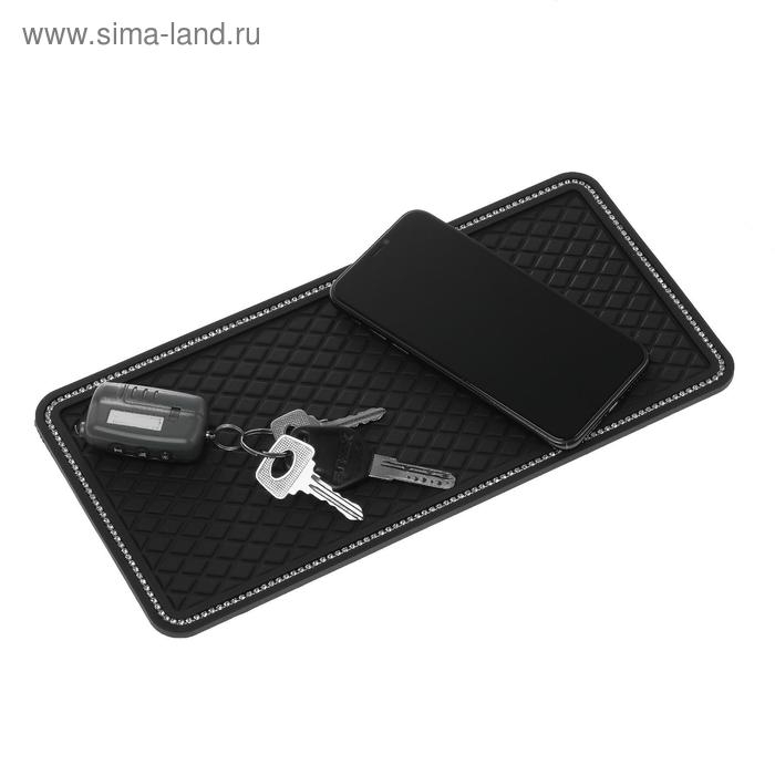 Коврик противоскользящий, стразы, 30&times;14 см, черный