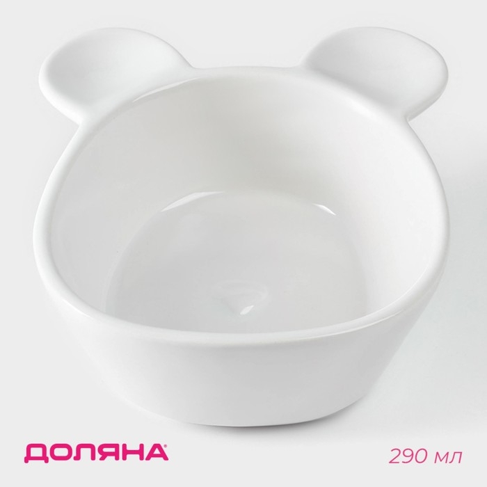 Конфетница керамическая Доляна &laquo;Мишка Отто&raquo;, 290 мл, 15&times;12&times;5 см, цвет белый