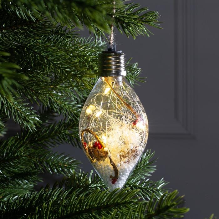 Ёлочный шар «Снежные нити», батарейки, 5 LED, свечение тёплое белое Ёлочный шар «Снежные нити», батарейки, 5 LED, свечение тёплое белое