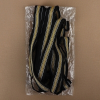 Тесьма трикотажная лампас 25 мм, 9,1 &plusmn; 0,5 м, цвет чёрный/золотой