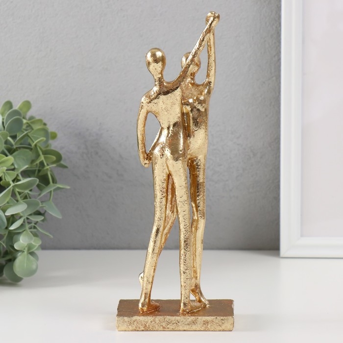 Сувенир полистоун "Двое: верность" золото 25,5х9,5х5,5 см