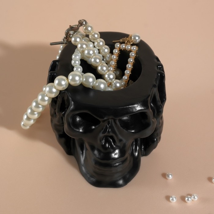 Предмет интерьера Предмет интерьера "Череп Тишина" 6,5х10 см черный матовый