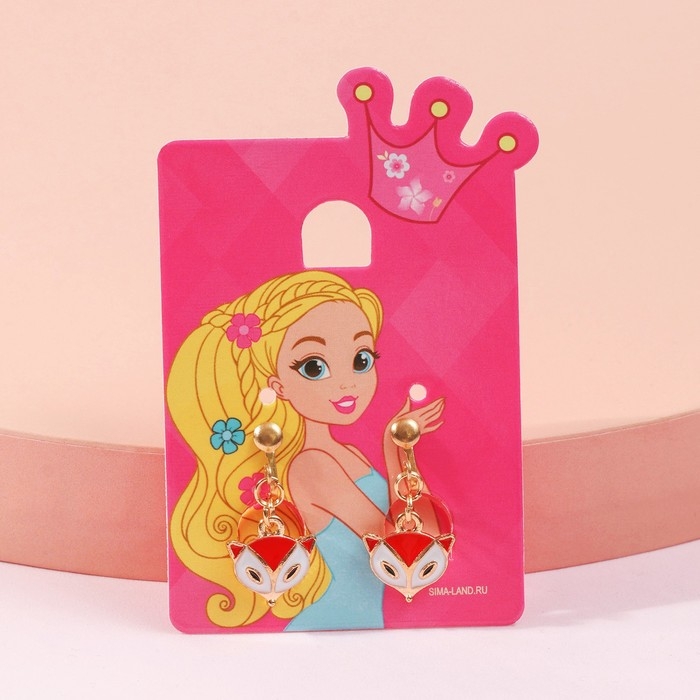 Клипсы детские &laquo;Выбражулька&raquo; лисичка, цвет бело-оранжевый в золоте