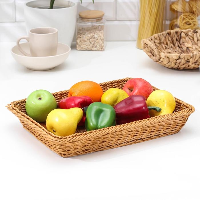 Корзина для продуктов Доляна, 40&times;29,5&times;4 см, цвет коричневый